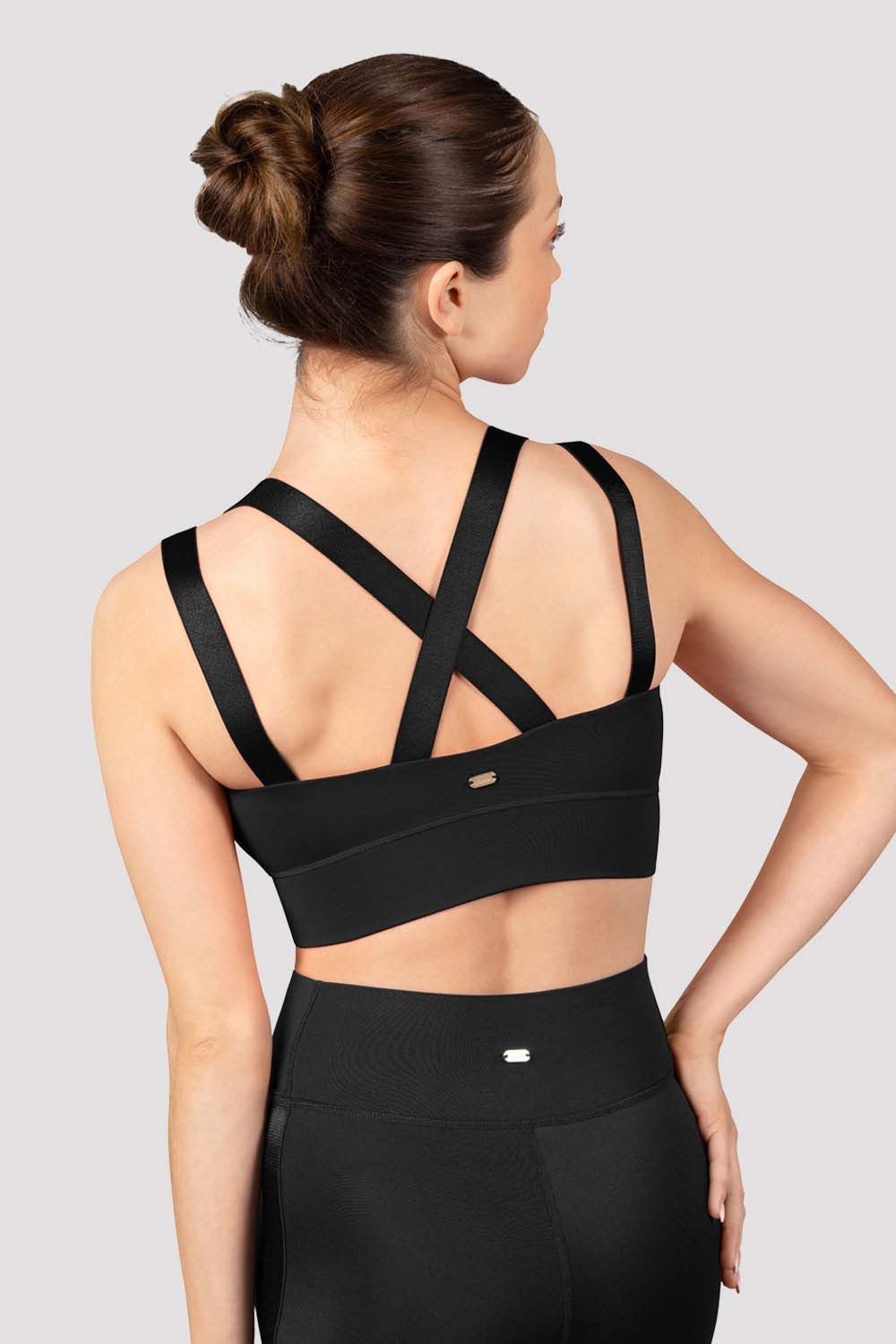 Cross Back Crop Top - Black
