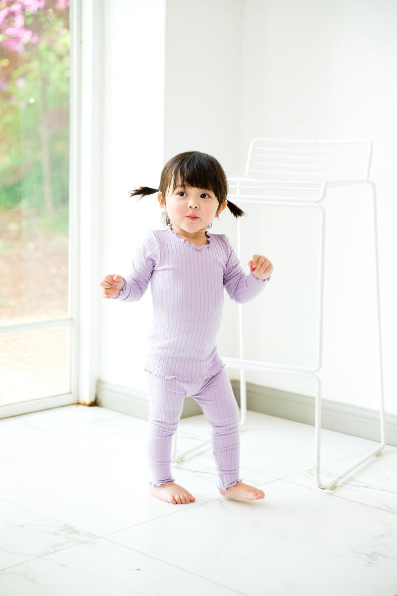 Shirring Lt. Purple LS Pajamas