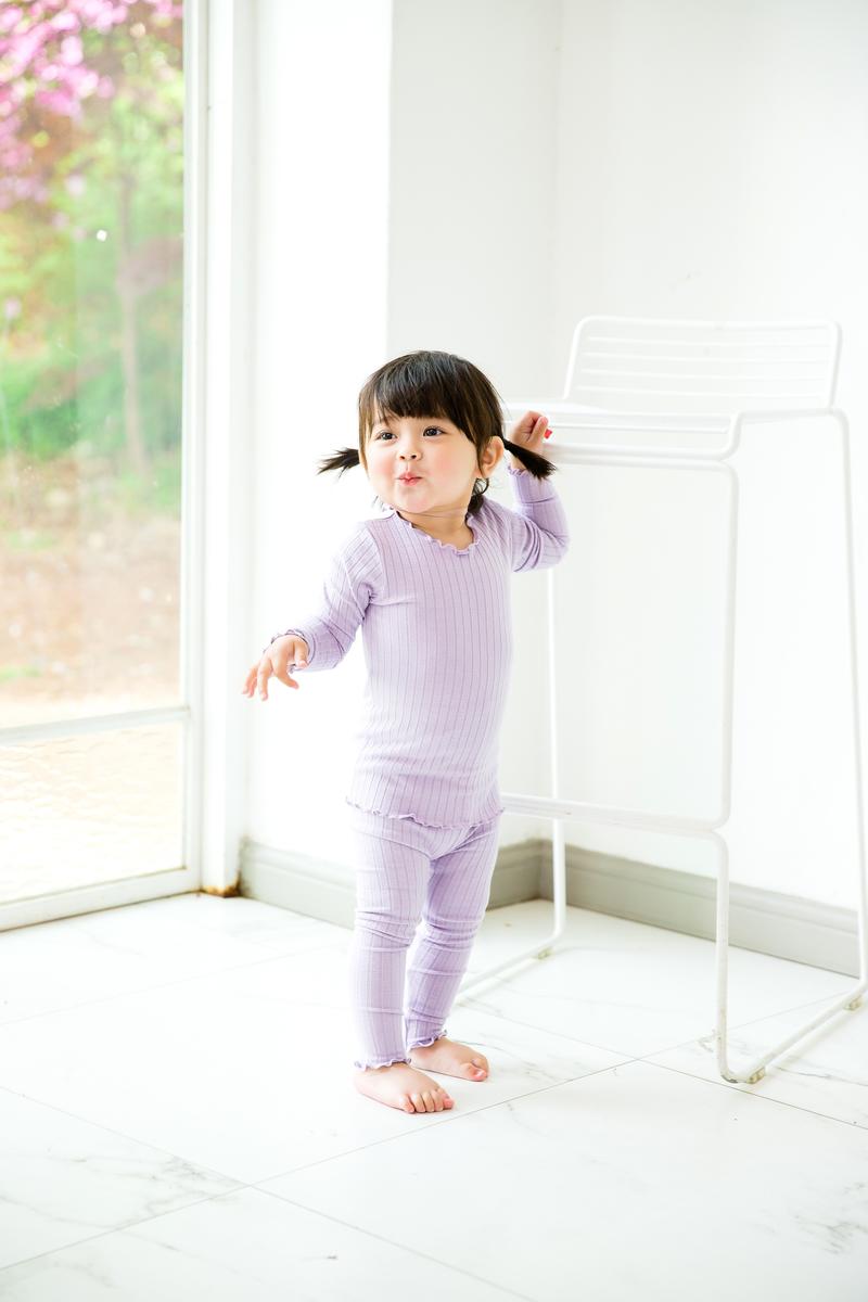 Shirring Lt. Purple LS Pajamas