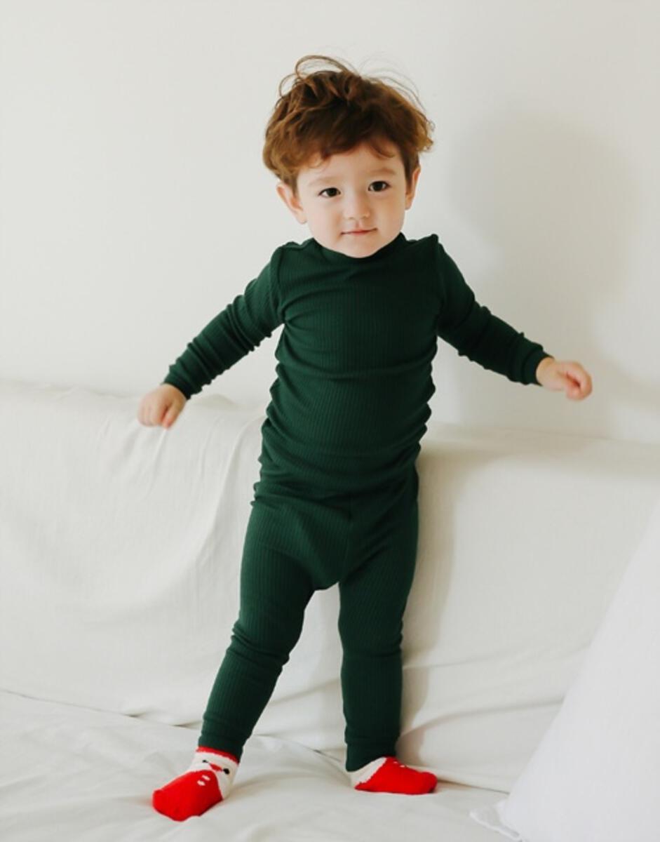 Green Rib Long Sleeve PJs