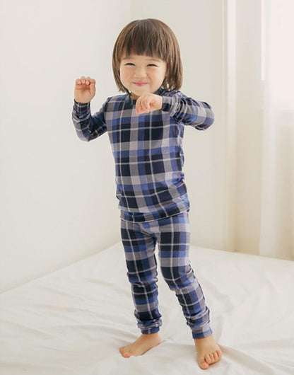 Tartan Check Navy LS PJs