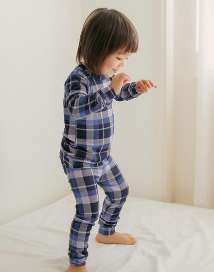 Tartan Check Navy LS PJs