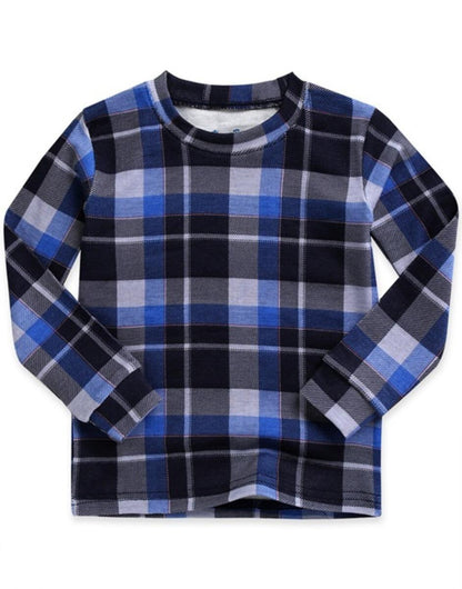 Tartan Check Navy LS PJs