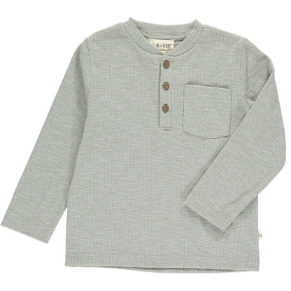 Benji Ribbed Henley - Heathered Grey