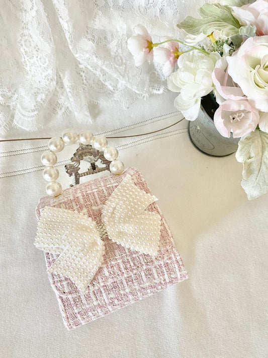 Tweed Pearly Bow Tea Party Purse