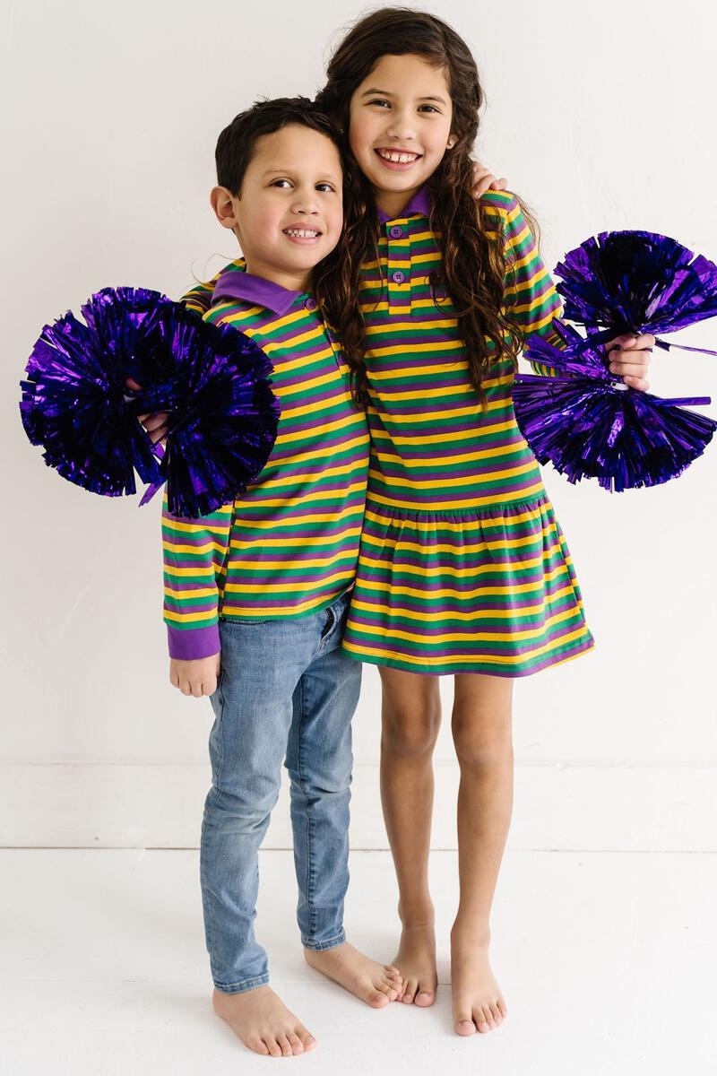 Mardi Gras Striped Collar Dress