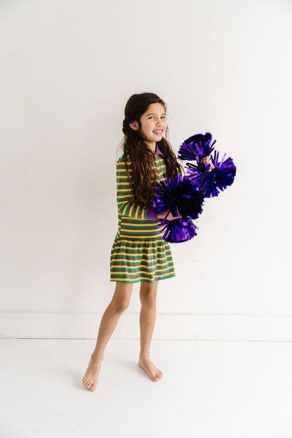 Mardi Gras Striped Collar Dress