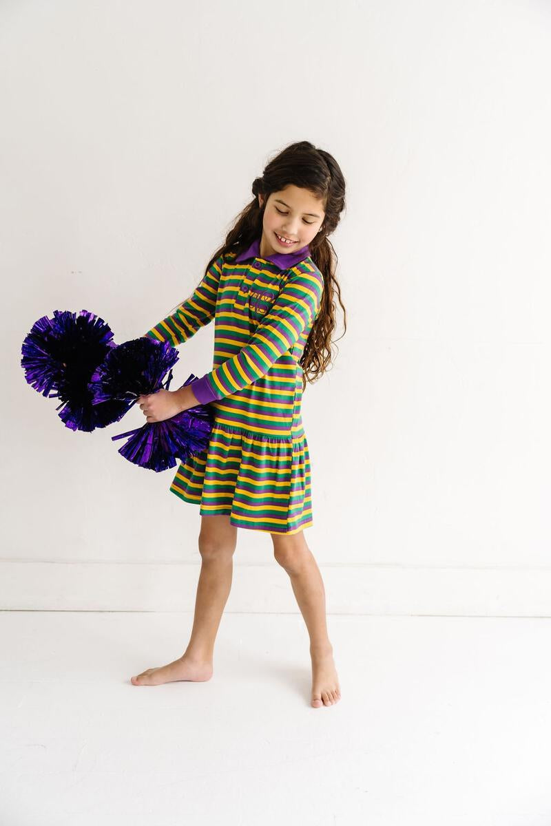 Mardi Gras Striped Collar Dress