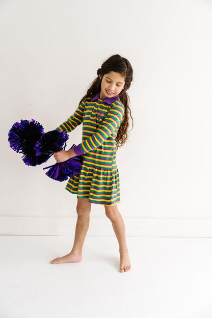 Mardi Gras Striped Collar Dress