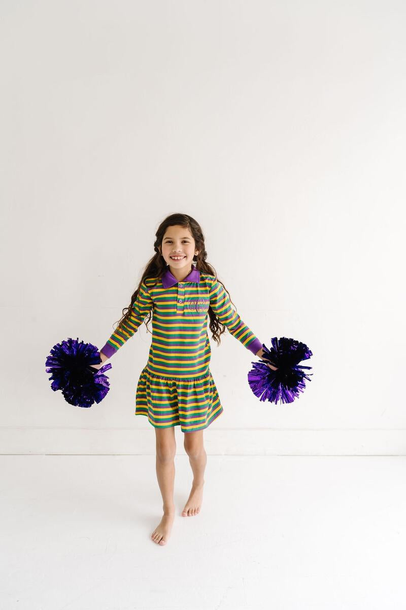 Mardi Gras Striped Collar Dress