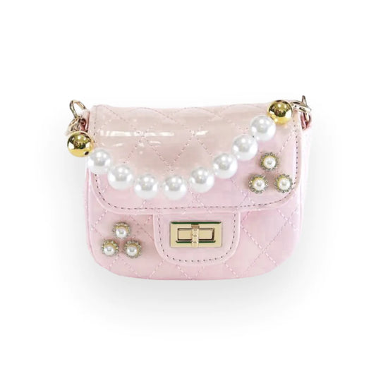 Embellished Patent Quilted Purse - B1252