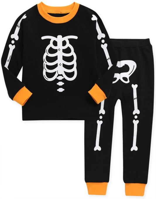 Skeleton Orange Halloween LS PJs