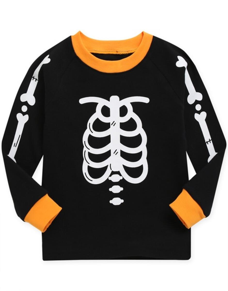 Skeleton Orange Halloween LS PJs