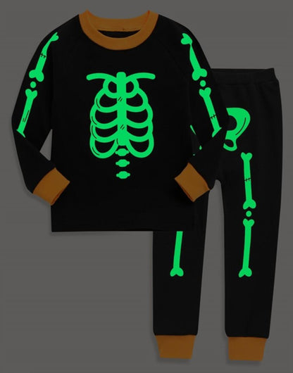 Skeleton Orange Halloween LS PJs