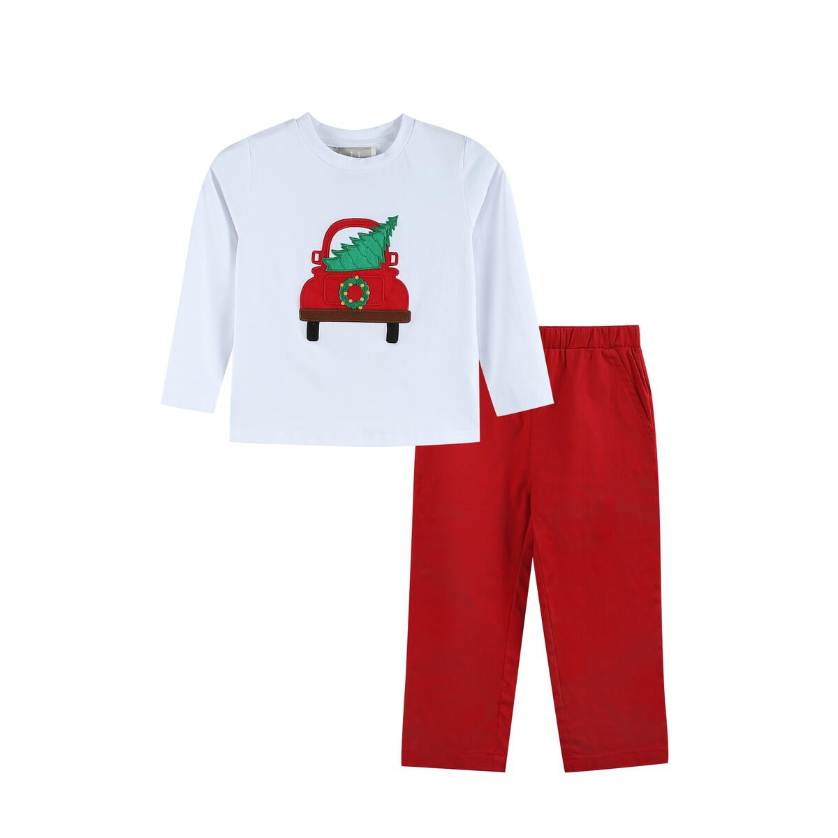 White/Red Christmas Tree Truck Pant Set