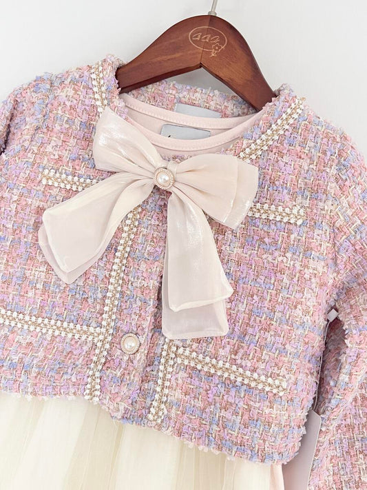 Tweed Blush Big Bow Set