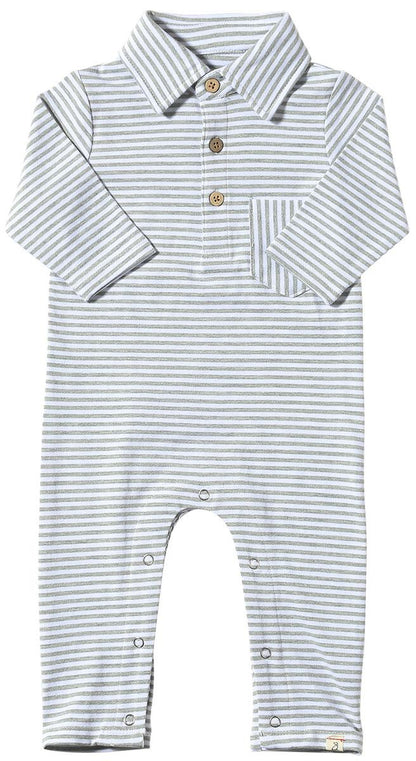 Kingston Grey/Wht. Stripe Polo Romper