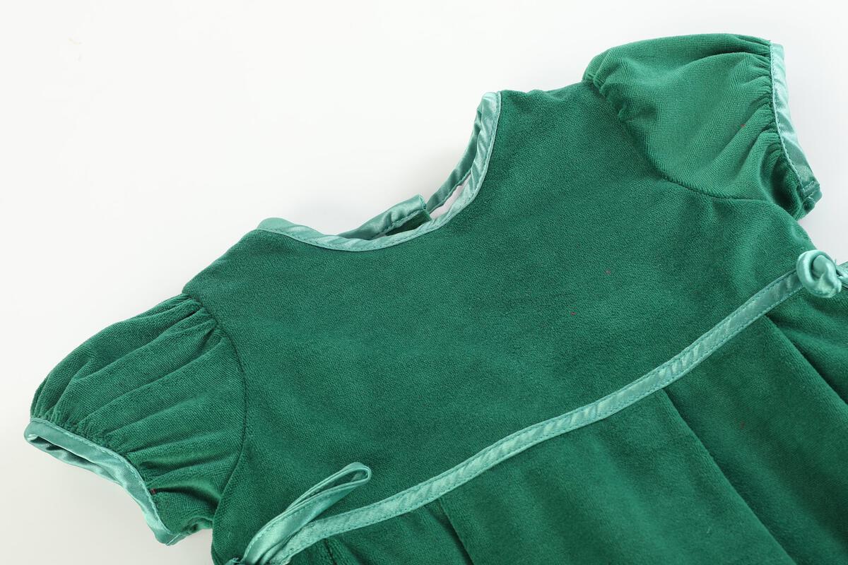 Green Velvet & Satin Bow Dress