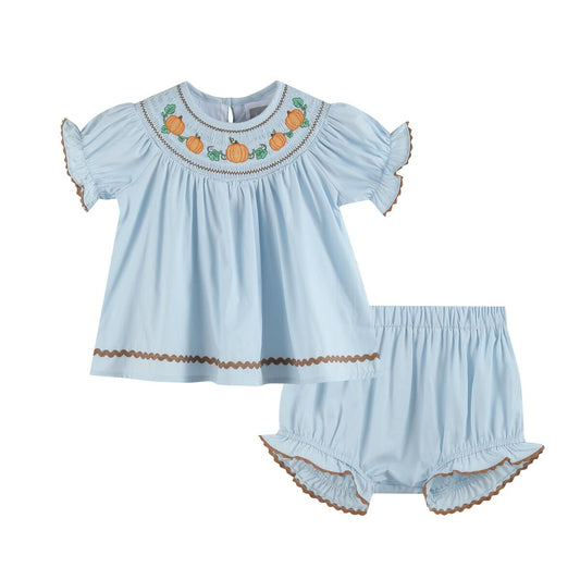 Blue Pumpkin Smocked Bloomer Set