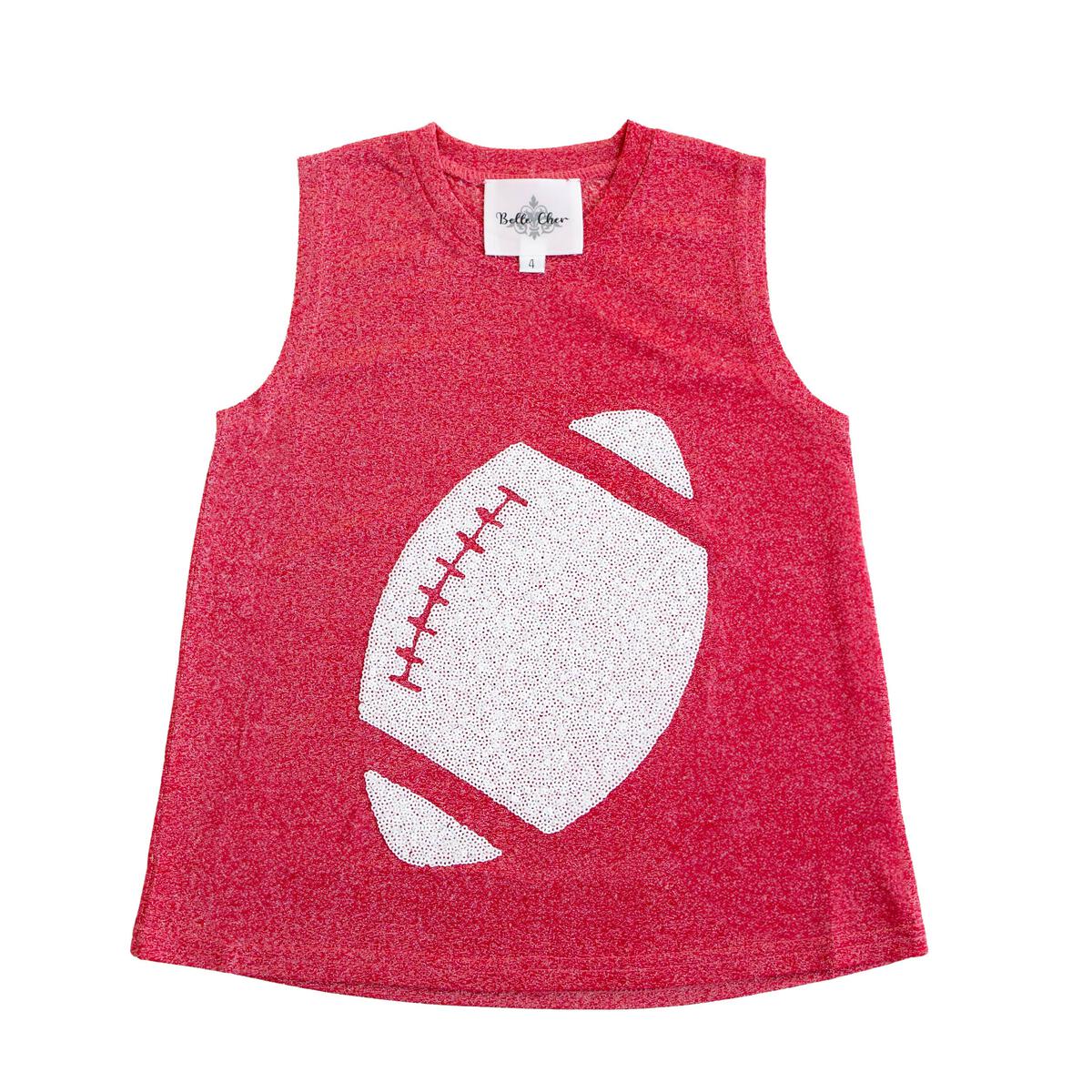 White/Red Football Glitter Tank