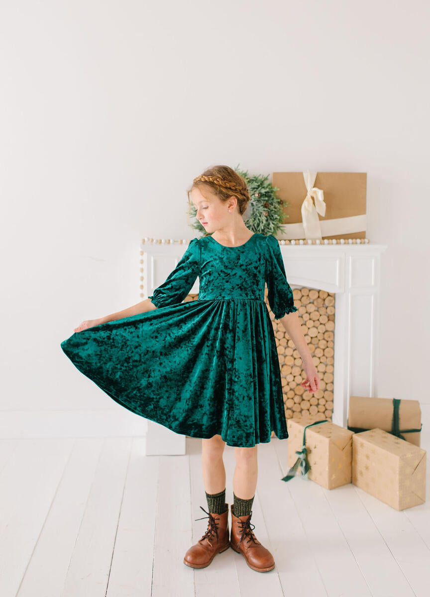 Pippa Dress - Green Velvet