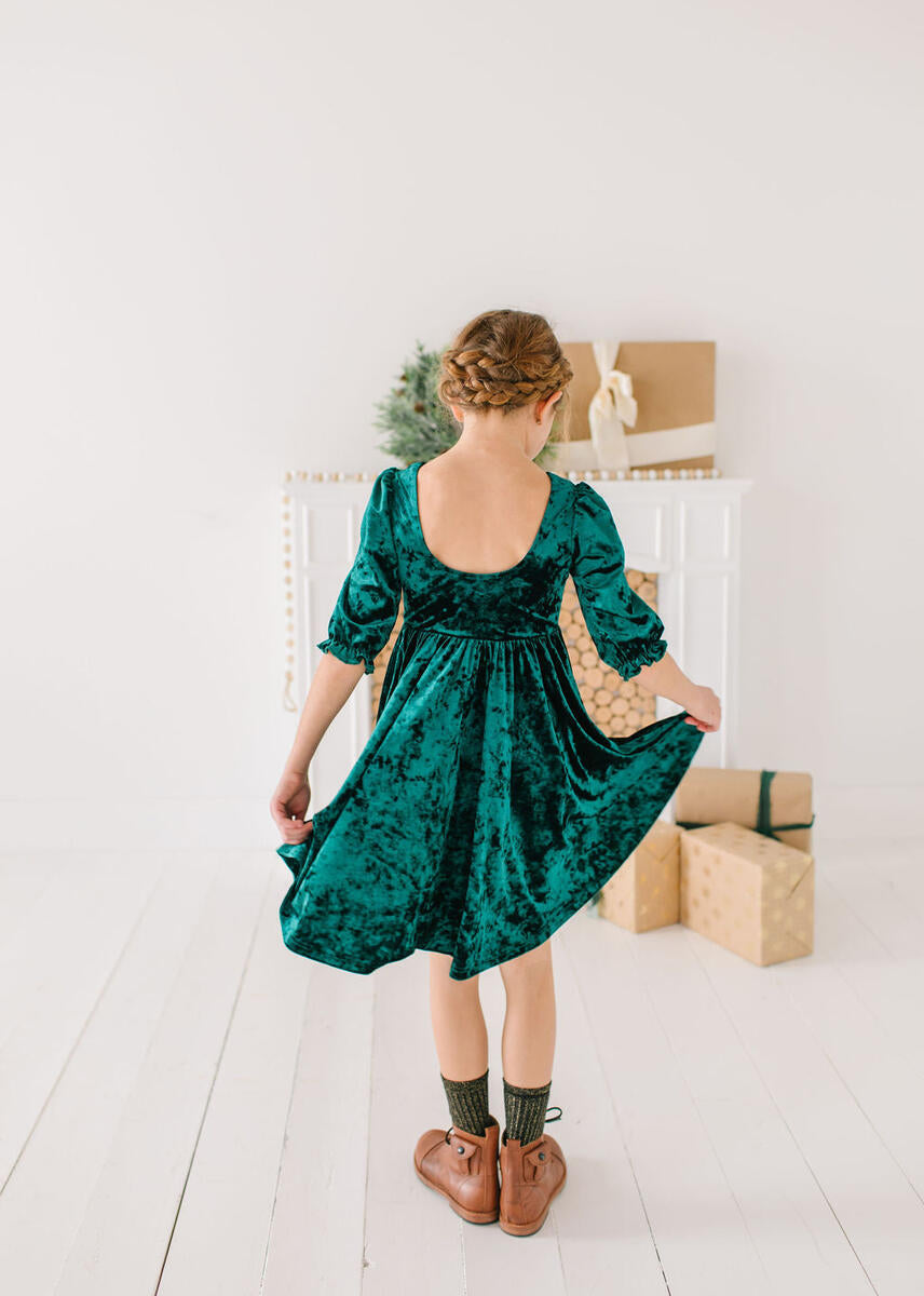 Pippa Dress - Green Velvet