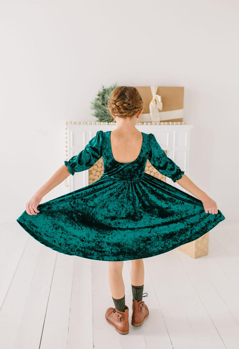 Pippa Dress - Green Velvet