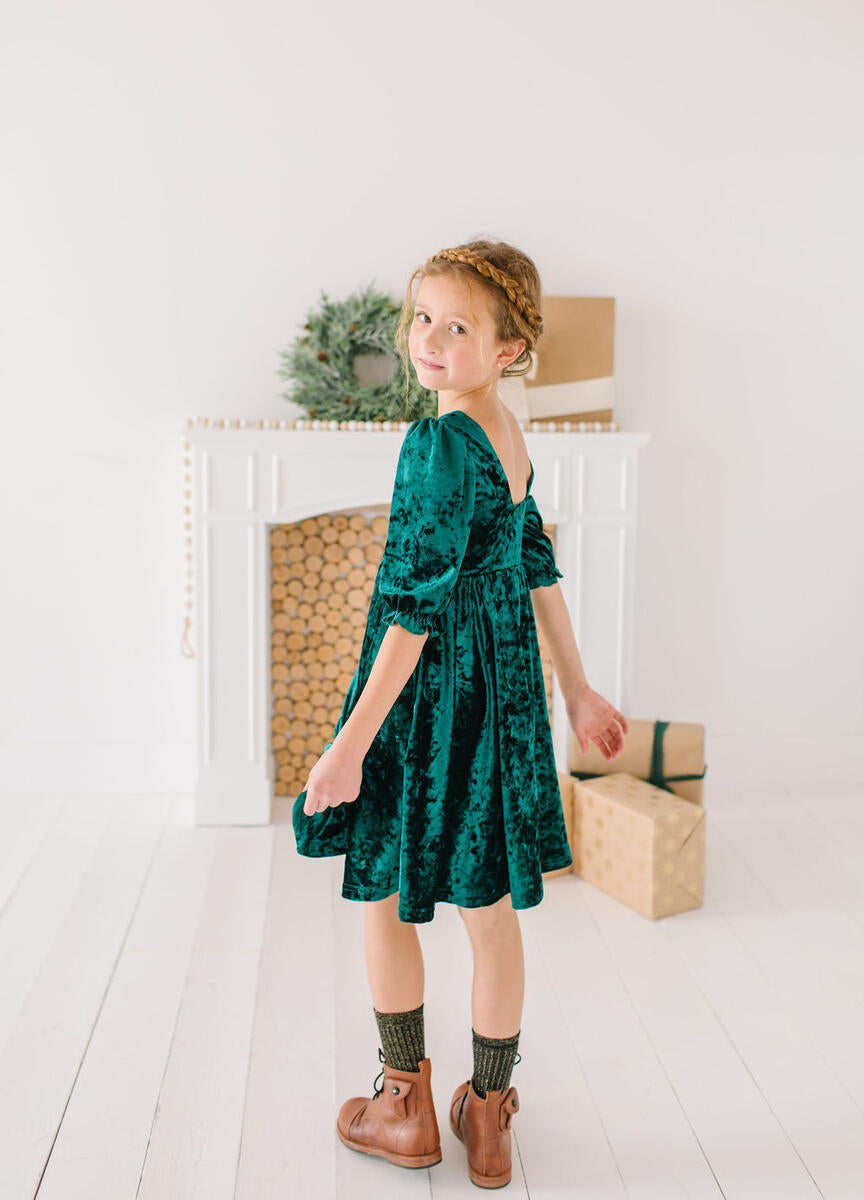 Pippa Dress - Green Velvet