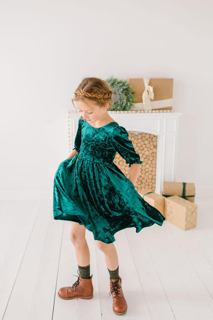 Pippa Dress - Green Velvet