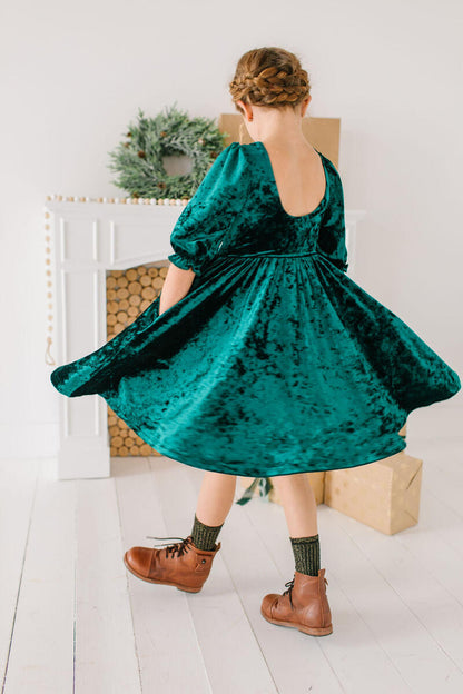 Pippa Dress - Green Velvet