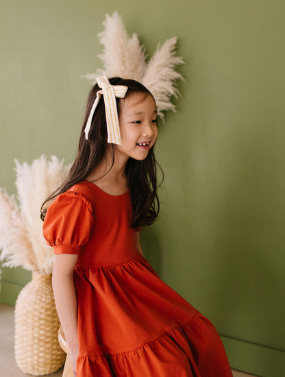 Burnt Orange Puff Dress