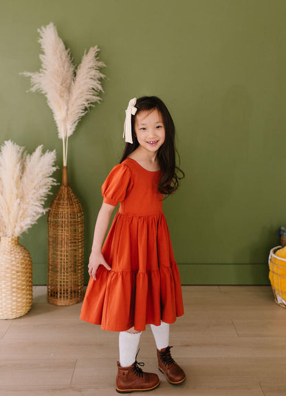 Burnt Orange Puff Dress