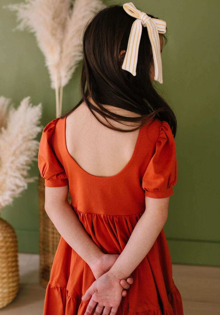 Burnt Orange Puff Dress