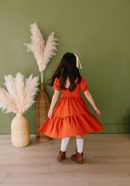 Burnt Orange Puff Dress