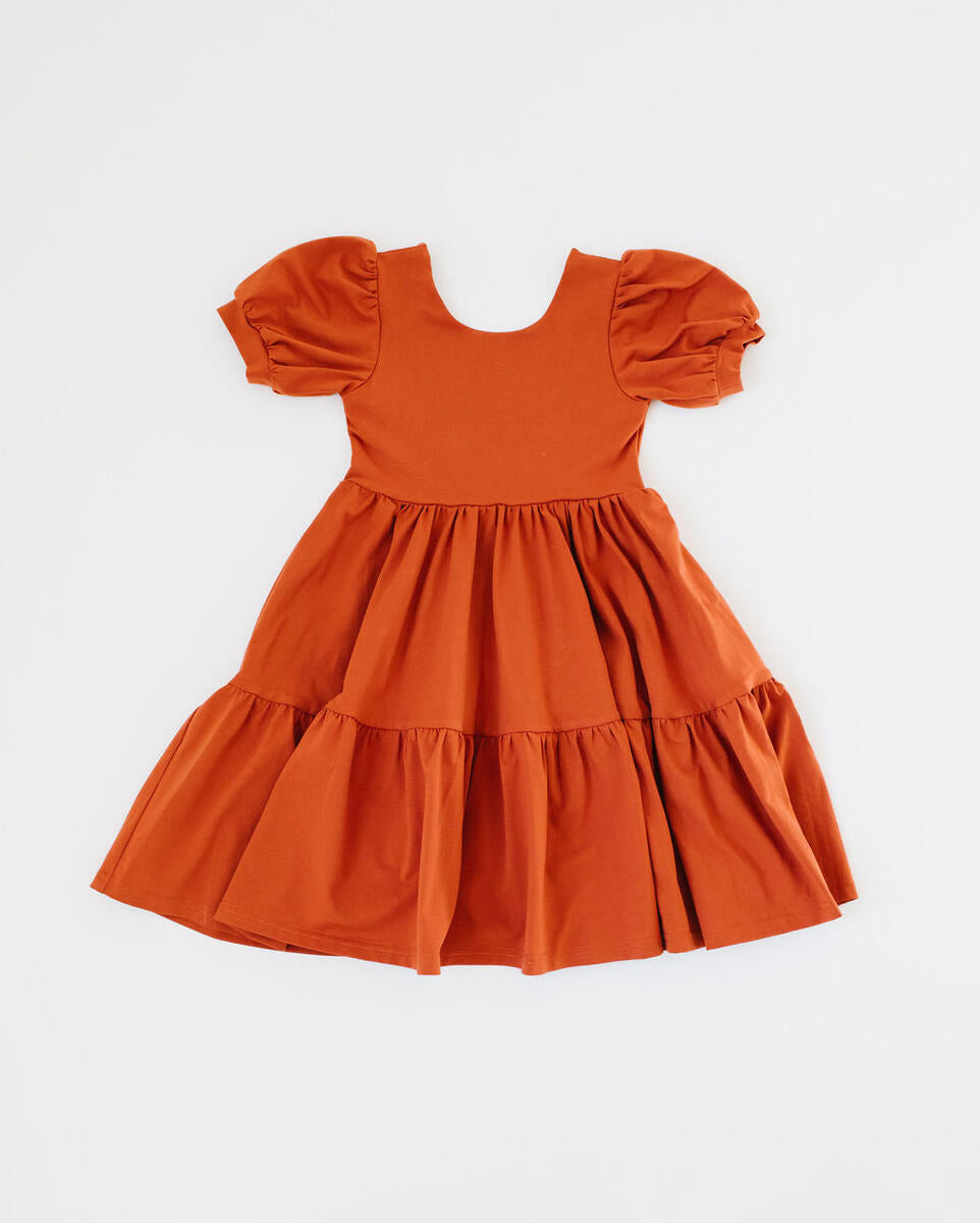 Burnt Orange Puff Dress