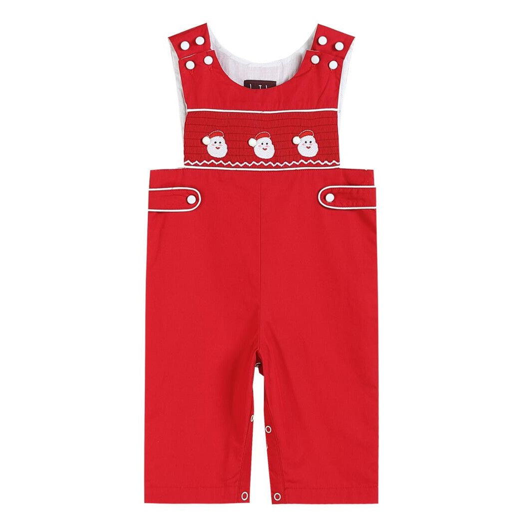 Red/White Santa Smocked Overalls