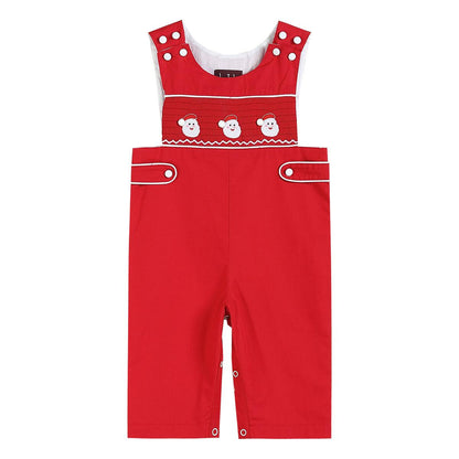 Red & Wht. Santa Smock Overalls