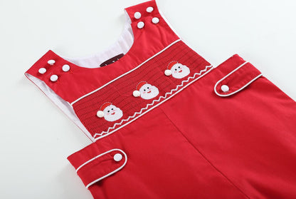 Red & Wht. Santa Smock Overalls