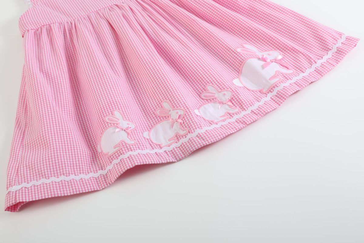 Pink Gingham Bunny Family Dress