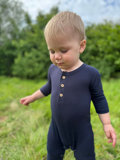 Mason Navy Ribbed Romper