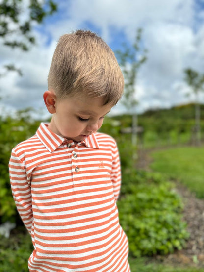 Midway Polo - Pumpkin/Grey Stripe