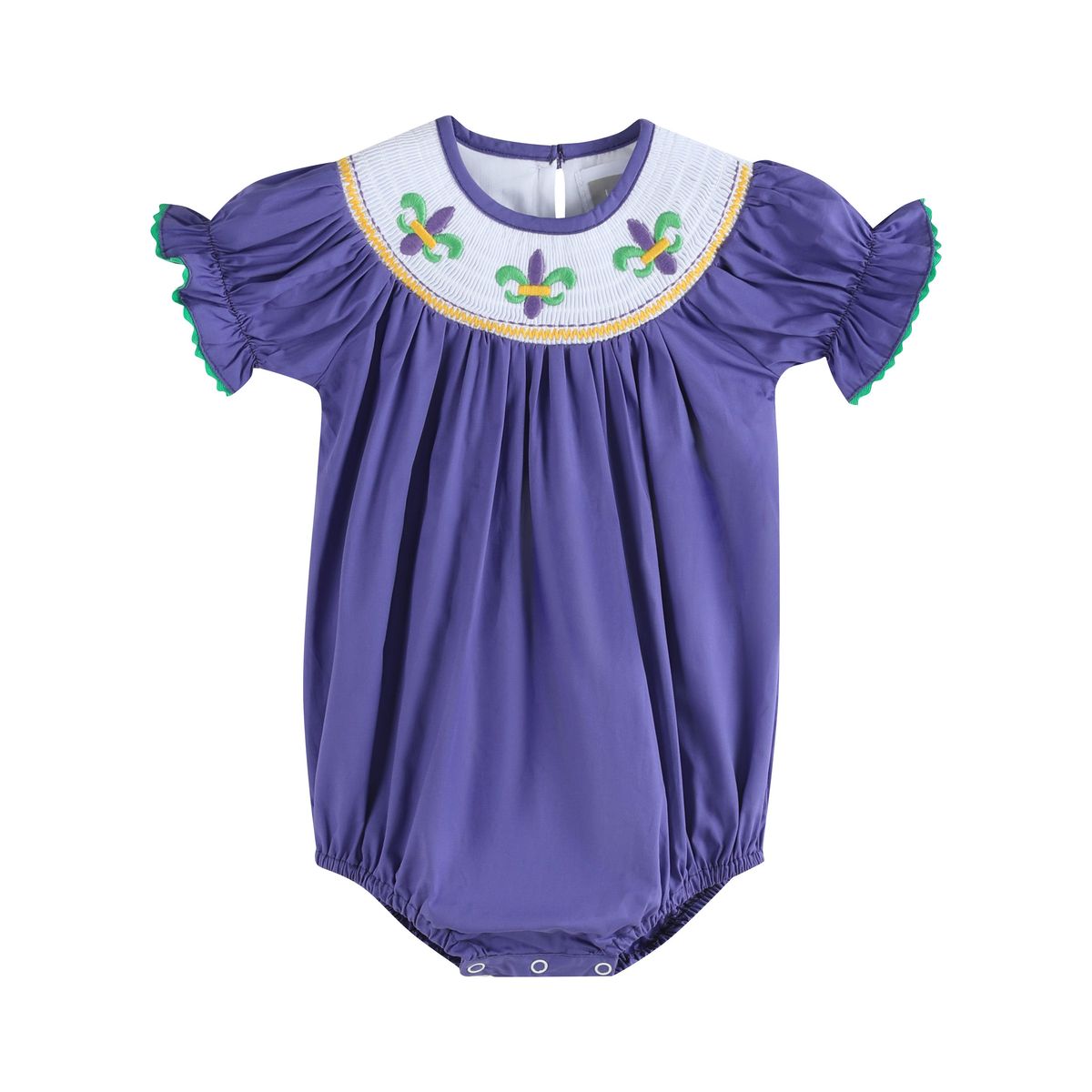 Mardi Gras Smocked Romper