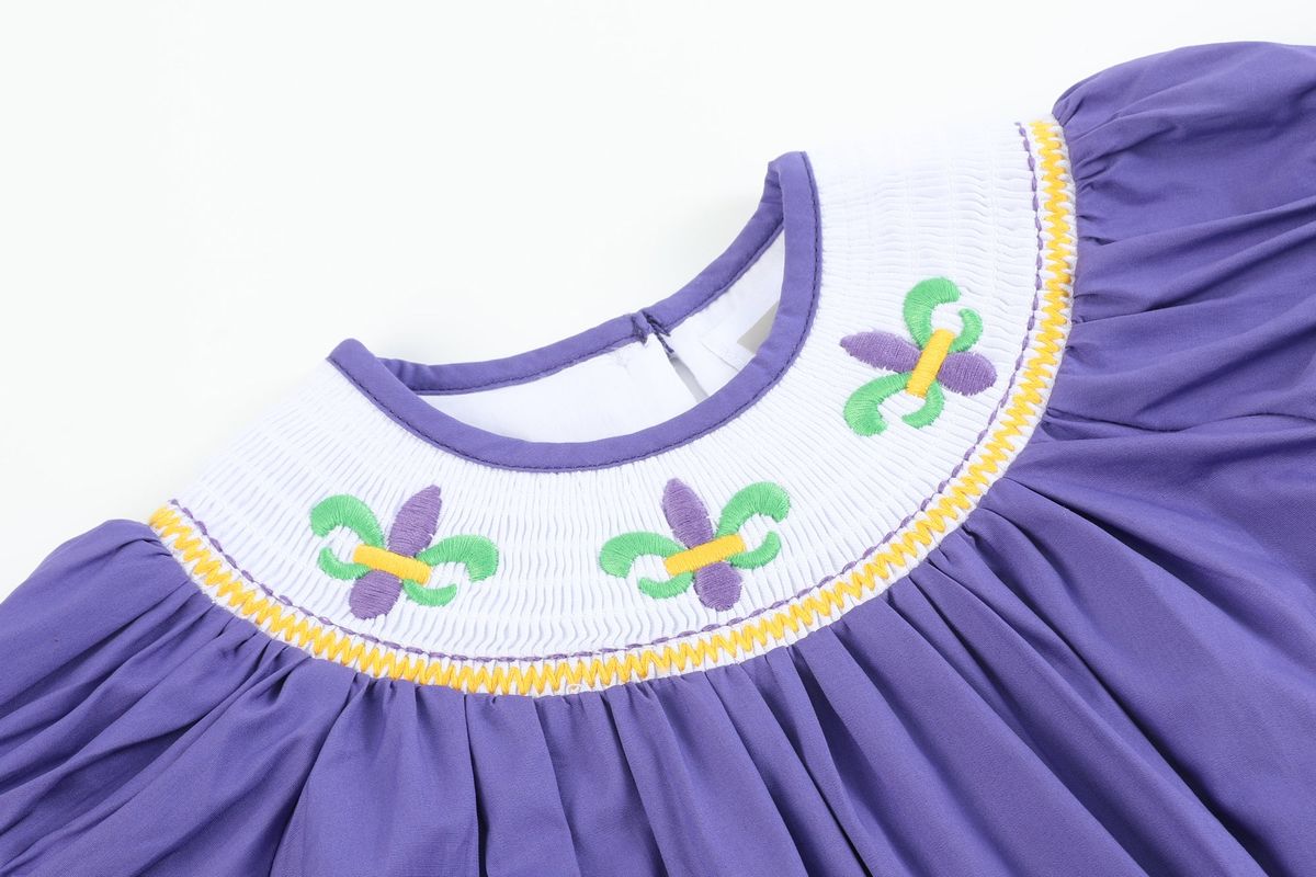 Mardi Gras Smocked Romper