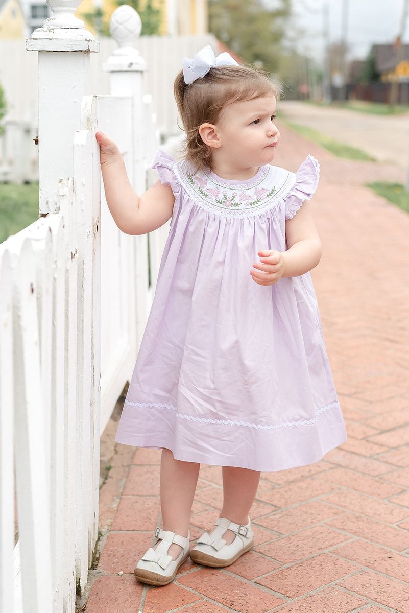 Purple Bunnies - Smocked Dress