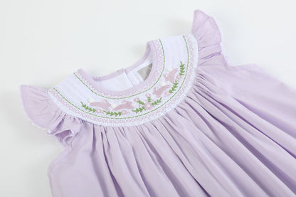 Purple Bunnies - Smocked Dress