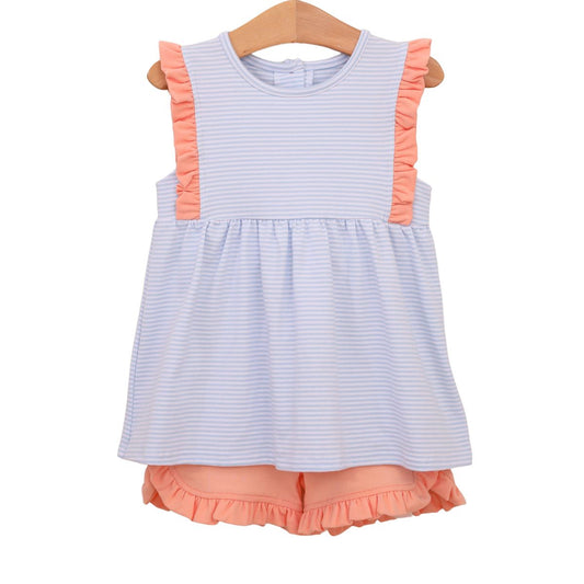 Josie Set - Blue/Coral Stripe