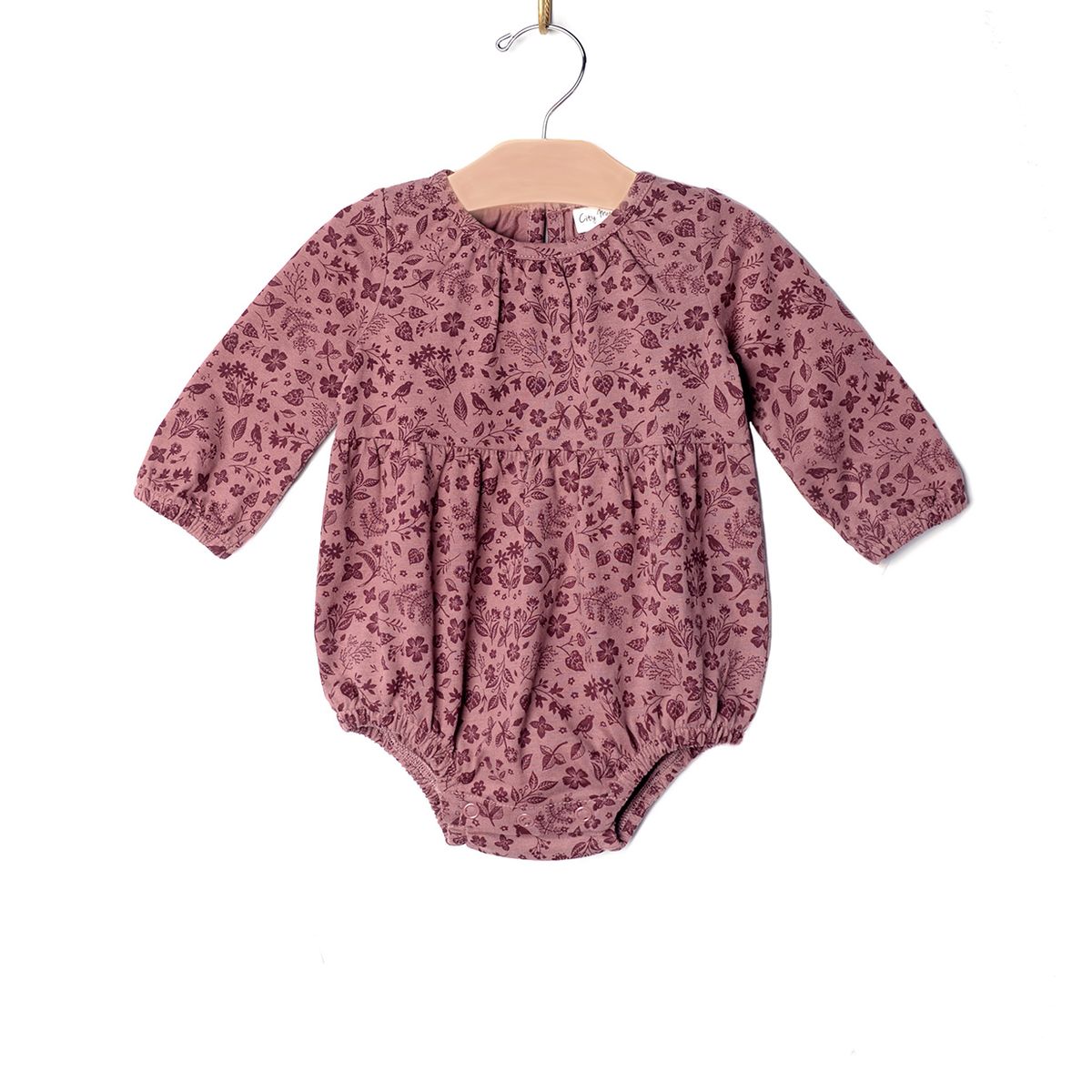 LS Shortie Romper - Plum Birds