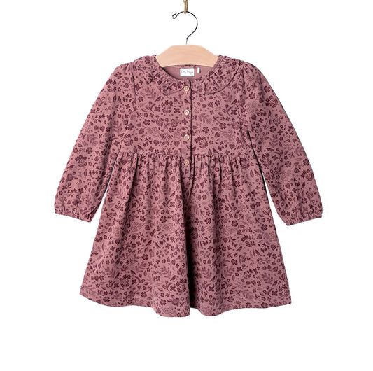 Frill Collar Dress - Plum Birds