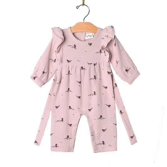 Flutter Slv. Romper - Lavender Birds