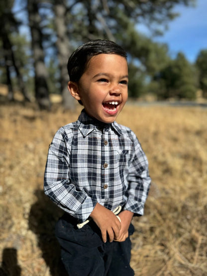 Jasper Onesie - Navy/Wht Plaid